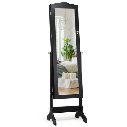 Mirrored Lockable Jewelry Cabinet Armoire, Black Jewelry Armoires at Gallery Canada