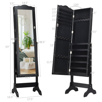 Mirrored Lockable Jewelry Cabinet Armoire, Black Jewelry Armoires at Gallery Canada