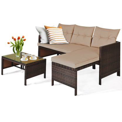 3 Piece Patio Wicker Rattan Sofa Set, Beige Patio Conversation Sets at Gallery Canada