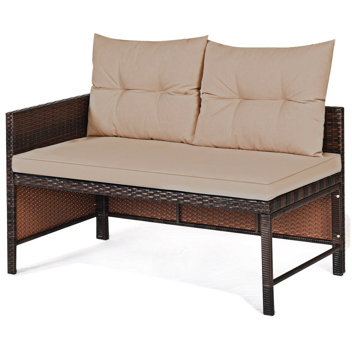 3 Piece Patio Wicker Rattan Sofa Set, Beige Patio Conversation Sets at Gallery Canada