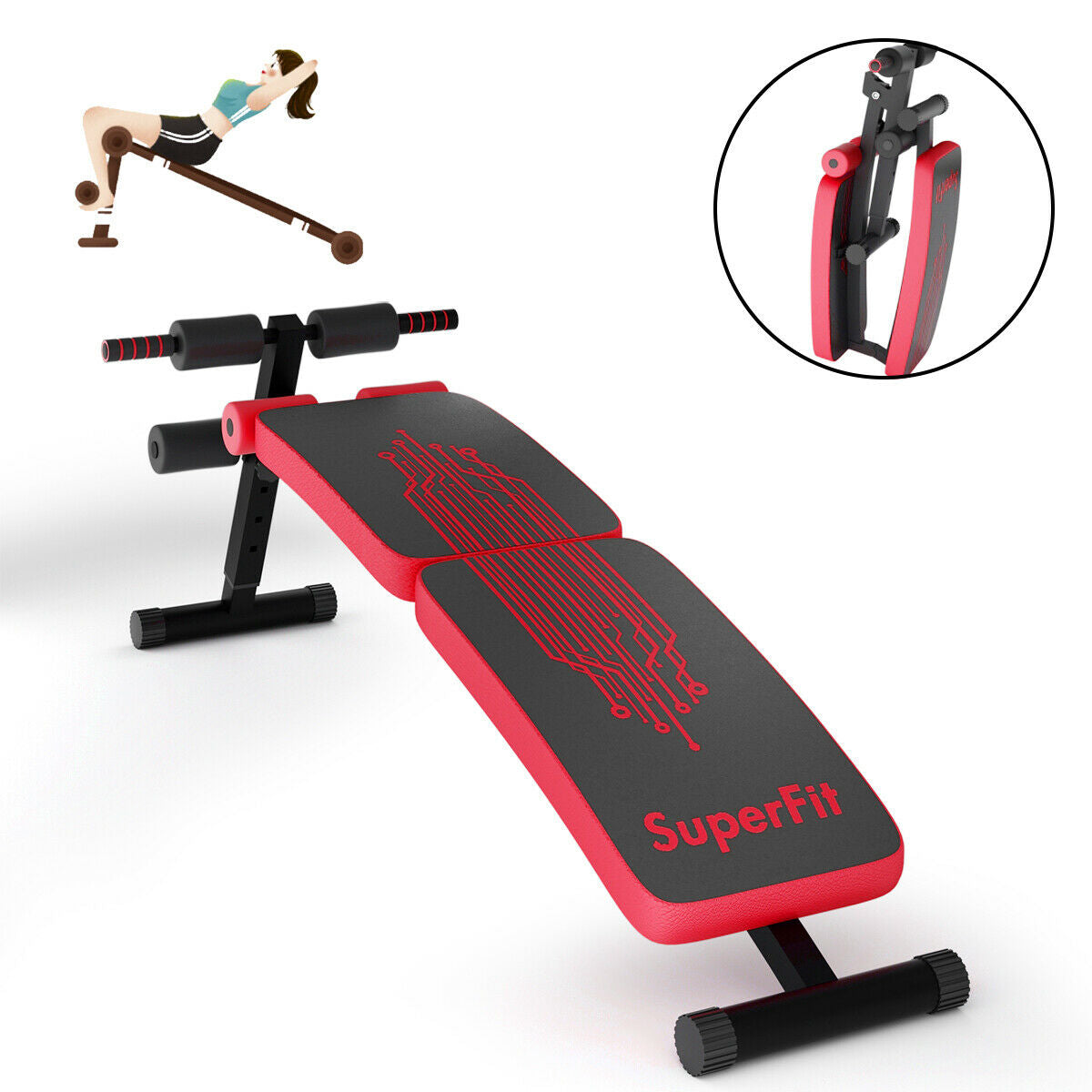 Abdominal Twister Trainer, Adjustable Height Exercise Bench, Red Benches Racks & Bars at Gallery Canada