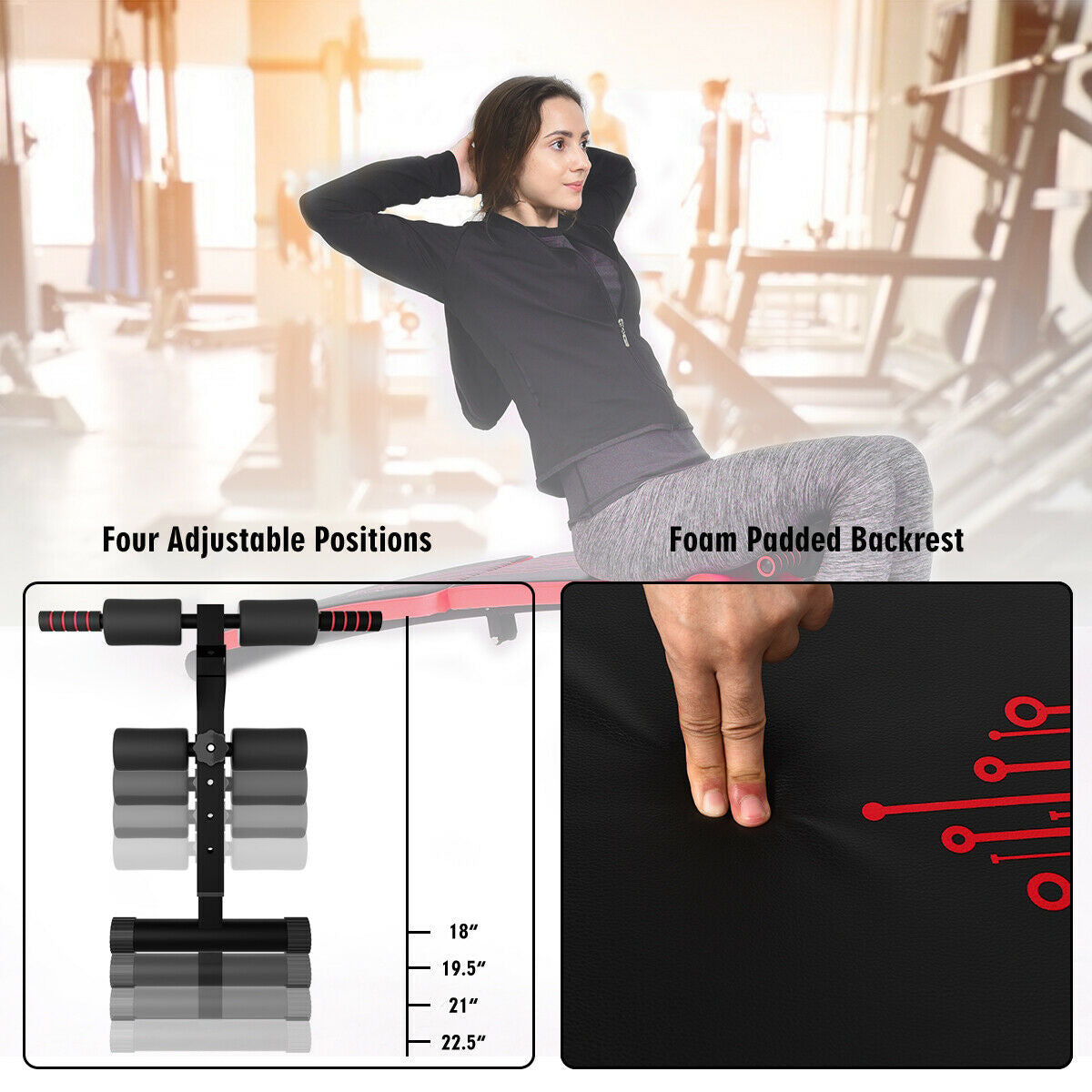 Abdominal Twister Trainer, Adjustable Height Exercise Bench, Red Benches Racks & Bars at Gallery Canada