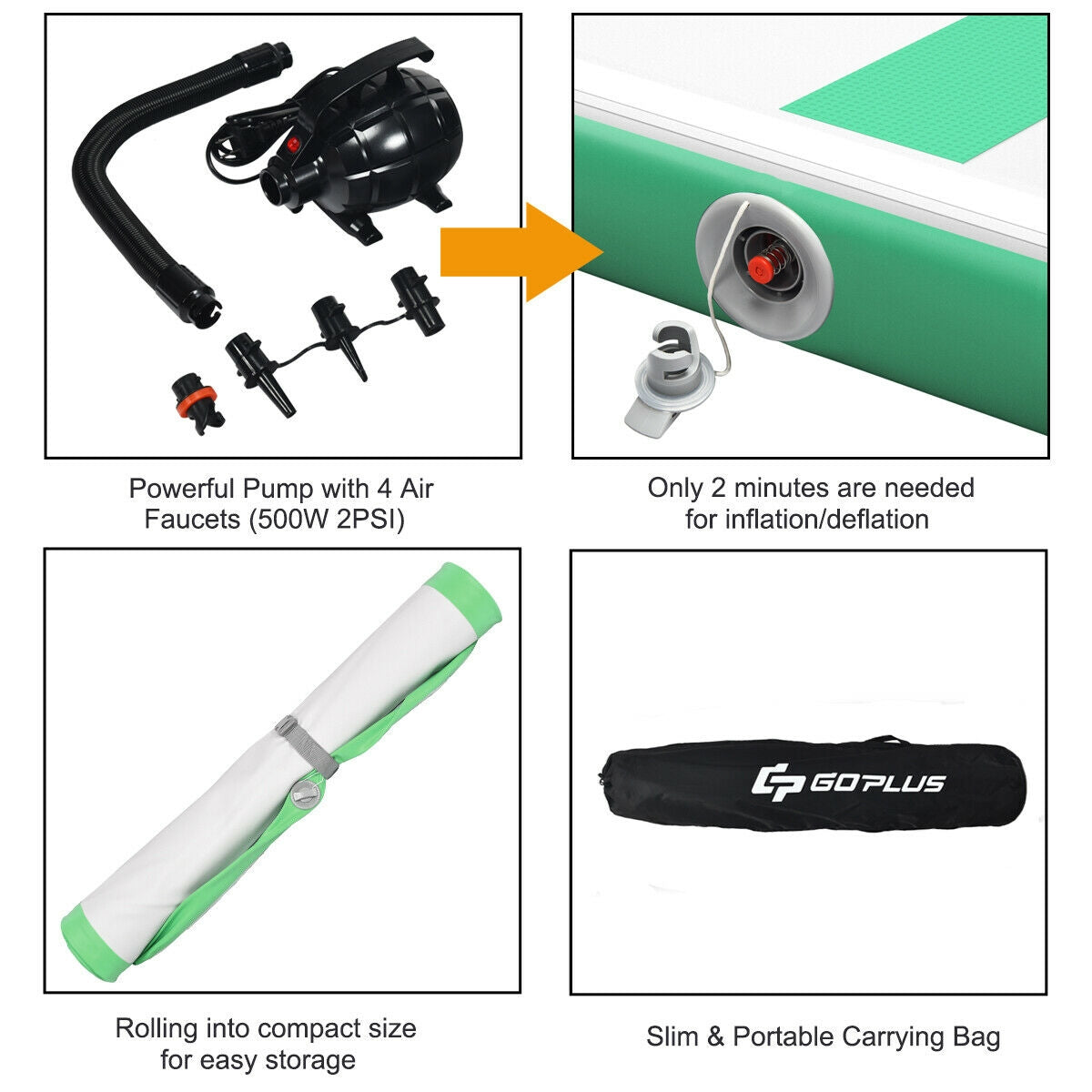 10 Feet Inflatable Gymnastics Mat, Green Yoga & Gym Mats at Gallery Canada