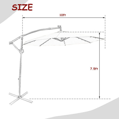 10 ft 360° Rotation Solar Powered LED Patio Offset Umbrella without Weight Base, Dark Red Outdoor Umbrellas at Gallery Canada