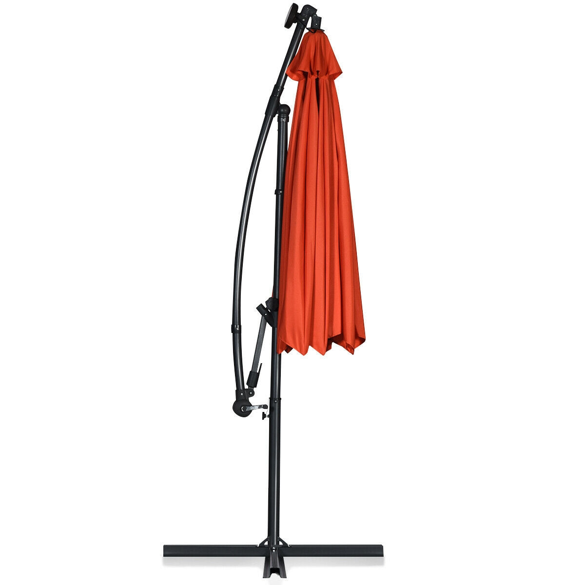 10 ft Solar Powered LED Patio Umbrella, 360° Rotation, Orange Outdoor Umbrellas at Gallery Canada