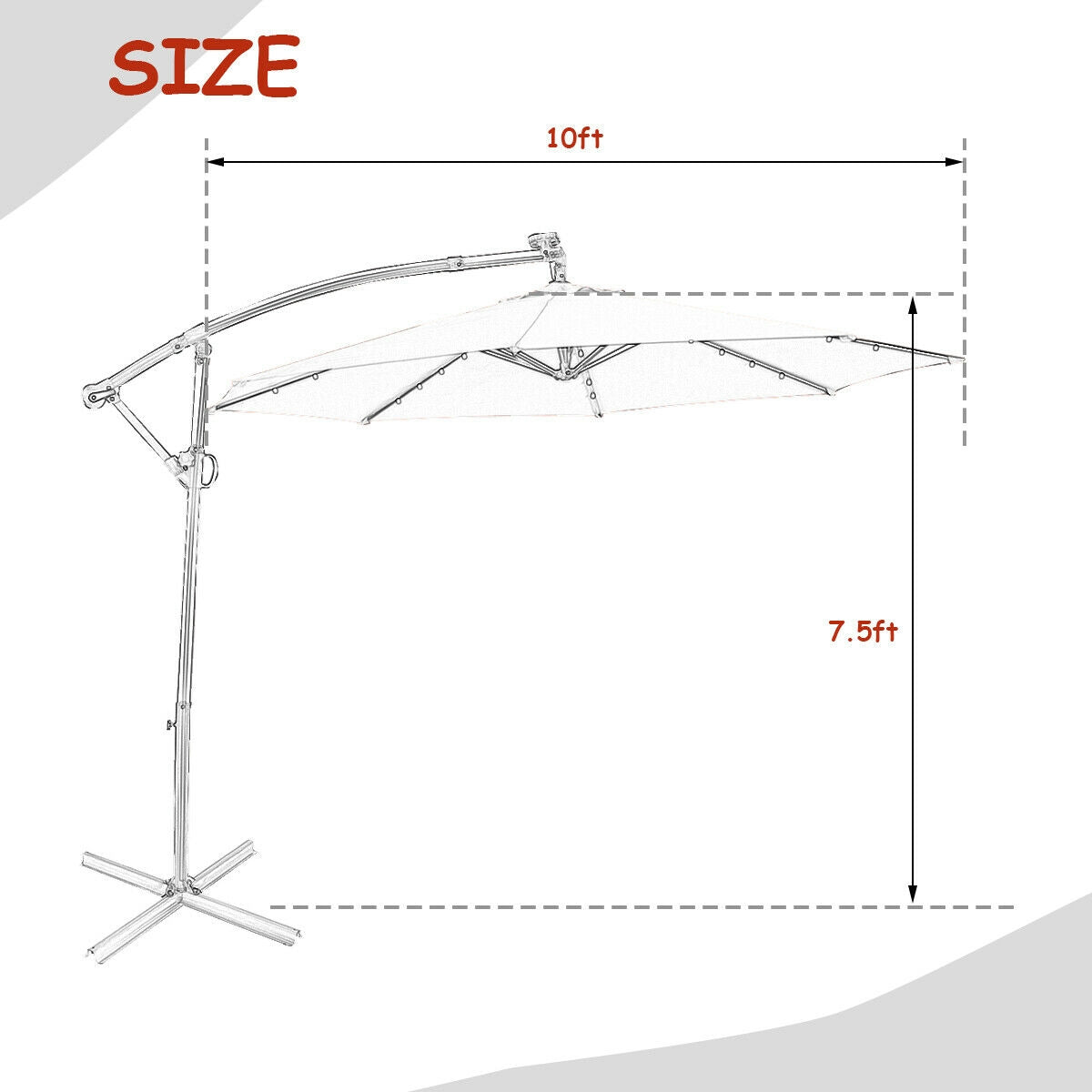 10 ft Solar Powered LED Patio Umbrella, 360° Rotation, Orange Outdoor Umbrellas at Gallery Canada