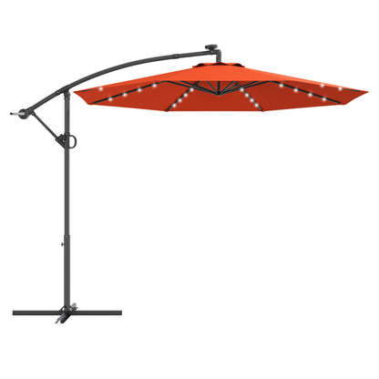 10 ft Solar Powered LED Patio Umbrella, 360° Rotation, Orange Outdoor Umbrellas Orange at Gallery Canada