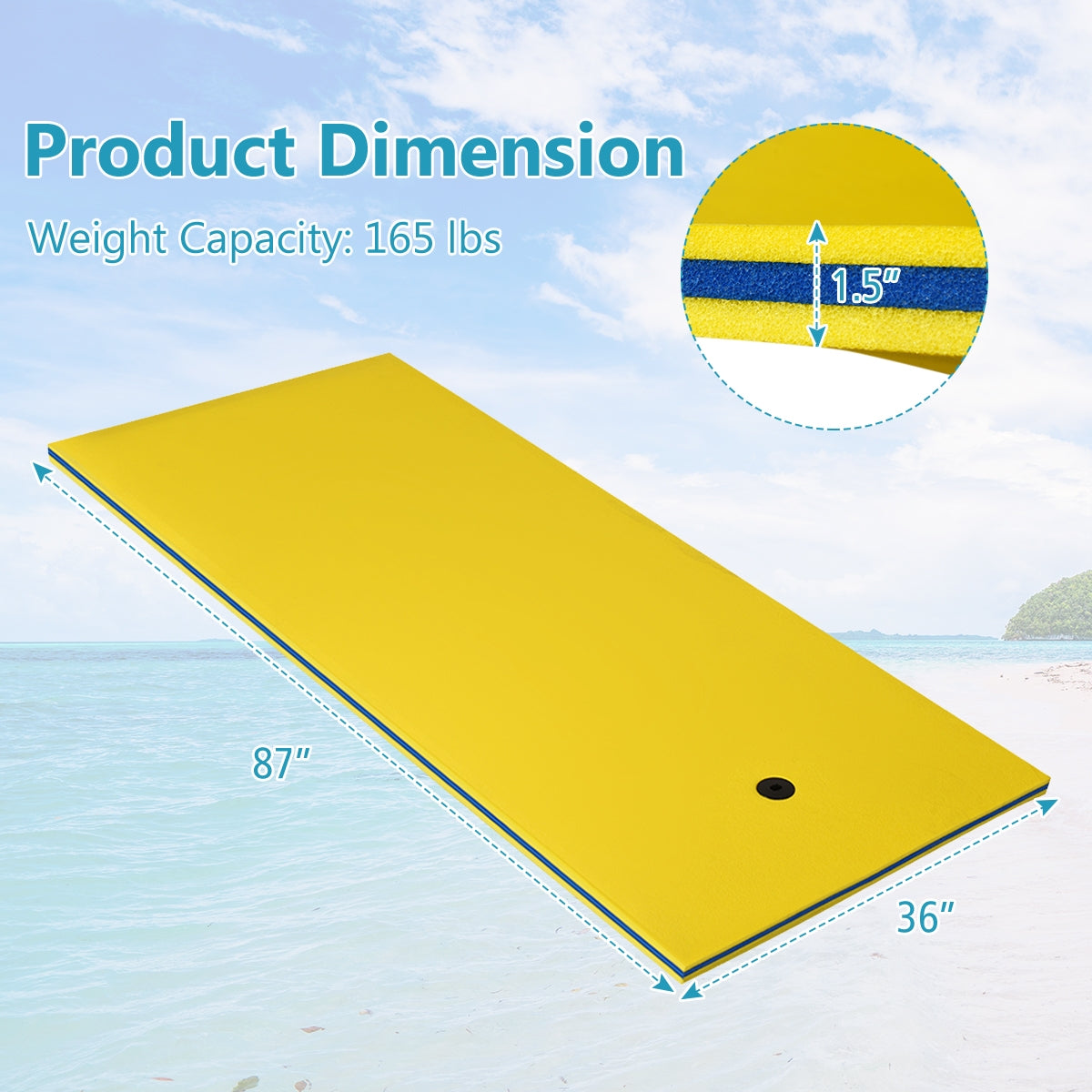 3-Layer Relaxing Tear-Proof Water Mat, Yellow Swimming at Gallery Canada