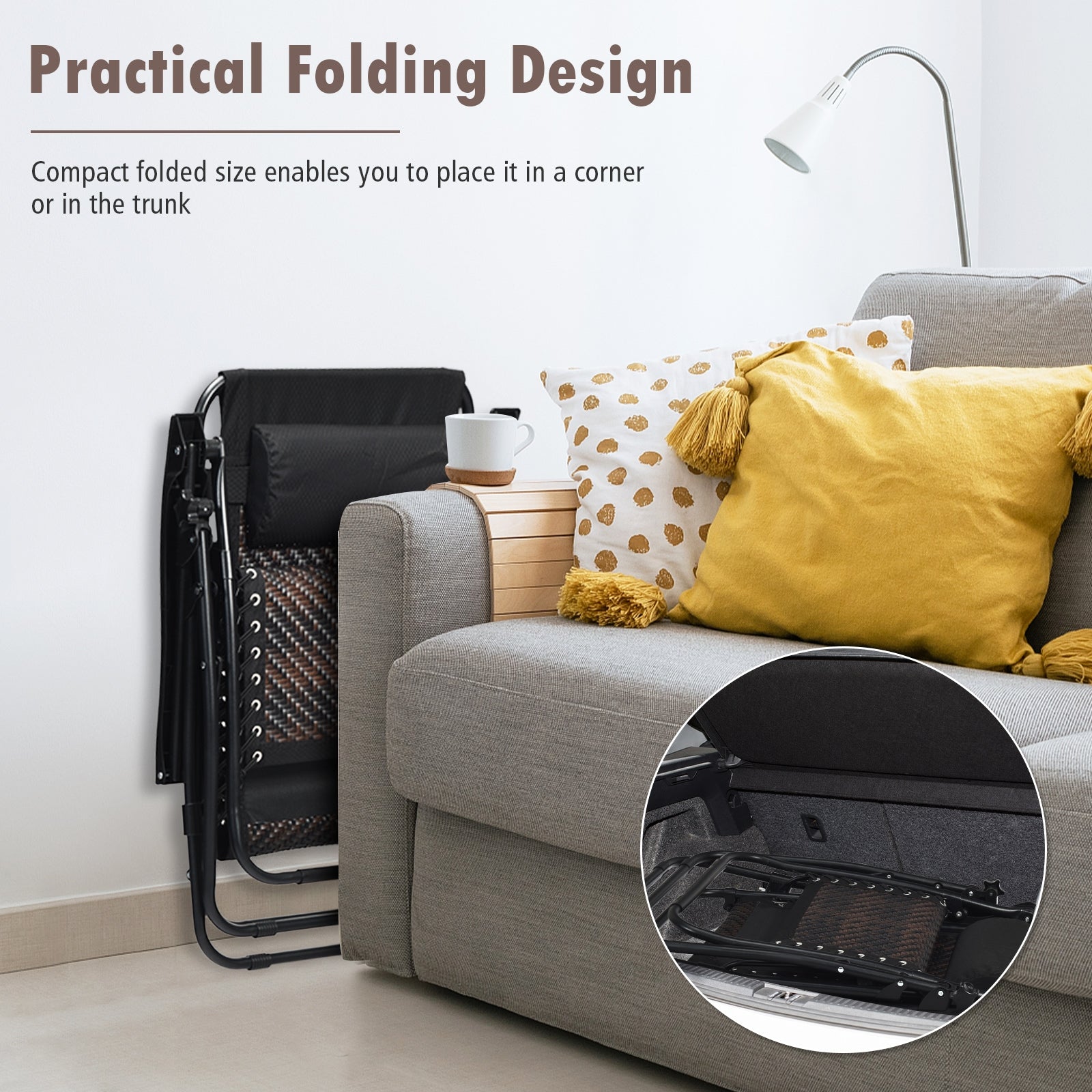 Folding Rattan Zero Gravity Lounge Chair, 2 Pieces, Brown Beach & Lawn Chairs at Gallery Canada