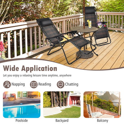 Folding Rattan Zero Gravity Lounge Chair, 2 Pieces, Brown Beach & Lawn Chairs at Gallery Canada