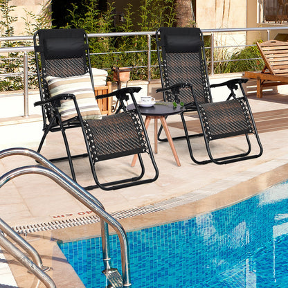 Folding Rattan Zero Gravity Lounge Chair, 2 Pieces, Brown Beach & Lawn Chairs at Gallery Canada
