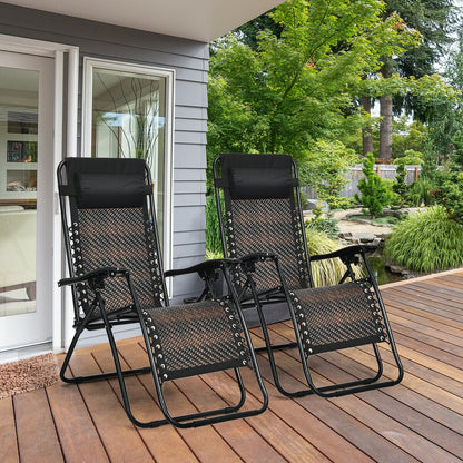 Folding Rattan Zero Gravity Lounge Chair, 2 Pieces, Brown Beach & Lawn Chairs at Gallery Canada