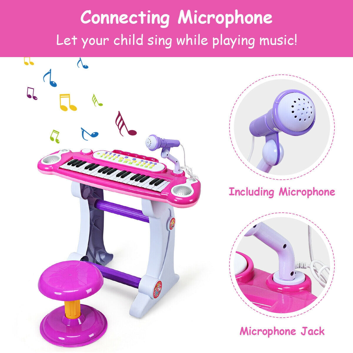 37 Key Electronic Keyboard, Kids Toy Piano, Pink Musical Toys at Gallery Canada