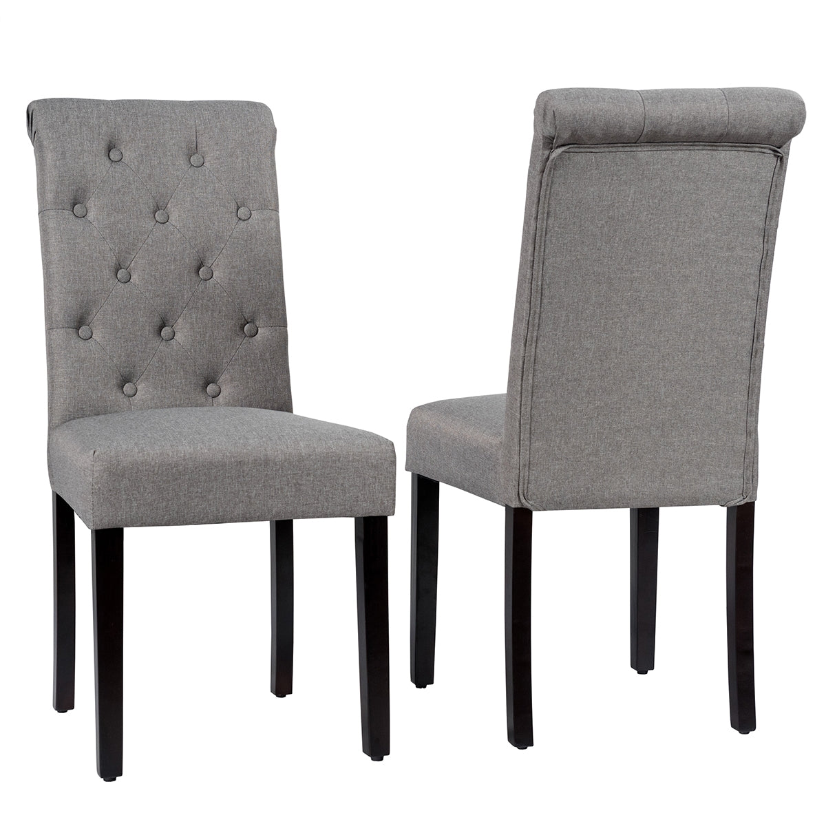 Set of 2 Tufted Dining Chair, Gray Dining Chairs at Gallery Canada