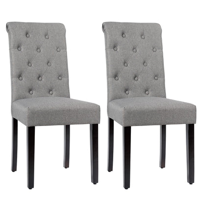 Set of 2 Tufted Dining Chair, Gray Dining Chairs Gray at Gallery Canada