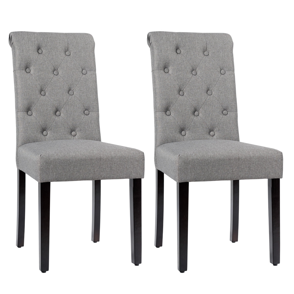 Set of 2 Tufted Dining Chair, Gray Dining Chairs at Gallery Canada