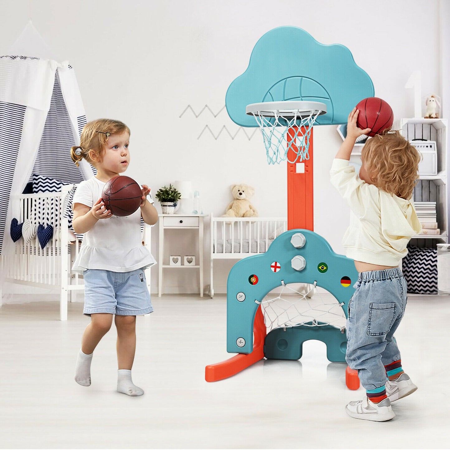 Kids Basketball Hoop Set, 3-In-1 With Balls, Green Toy Sports at Gallery Canada