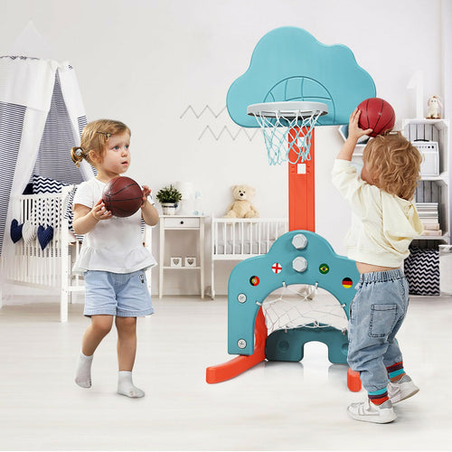 Kids Basketball Hoop Set, 3-In-1 With Balls, Green