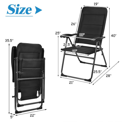 Outdoor Folding Patio Chairs, Adjustable Backrests, Black Beach & Lawn Chairs at Gallery Canada