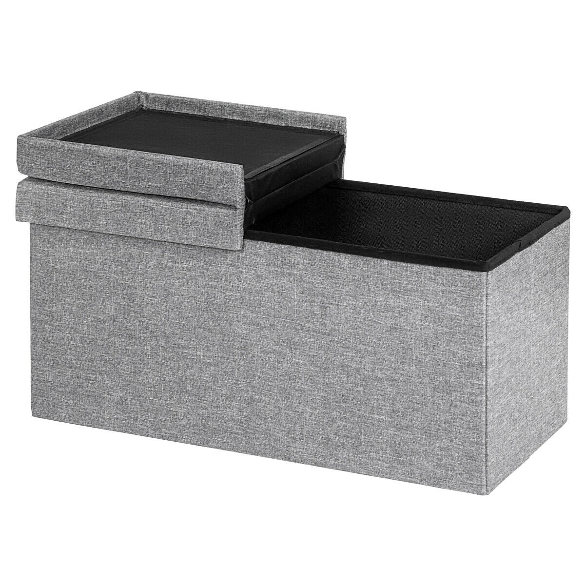 30 Inch Folding Storage Ottoman, Lift Top, Light Gray Shoe Racks & Storage Benches at Gallery Canada
