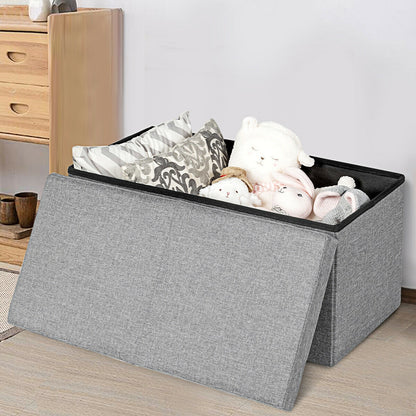 30 Inch Folding Storage Ottoman, Lift Top, Light Gray Shoe Racks & Storage Benches at Gallery Canada