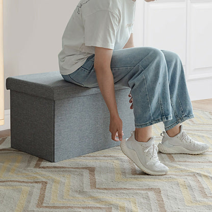 30 Inch Folding Storage Ottoman, Lift Top, Light Gray Shoe Racks & Storage Benches at Gallery Canada