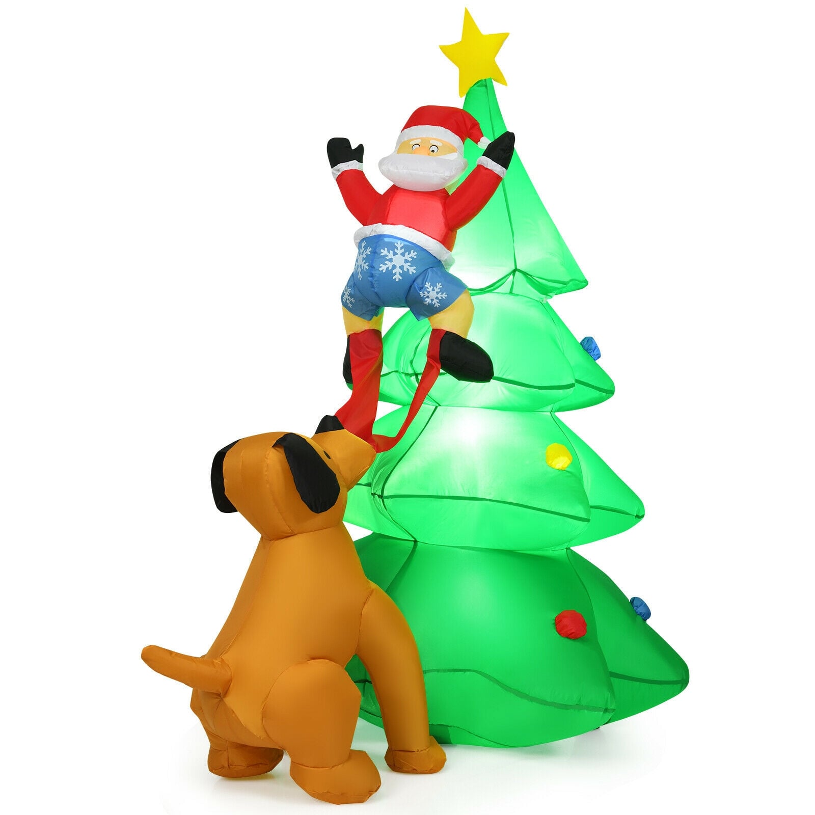 6.5 Feet Inflatable Christmas Tree Santa LED, Green Christmas Inflatables Green at Gallery Canada