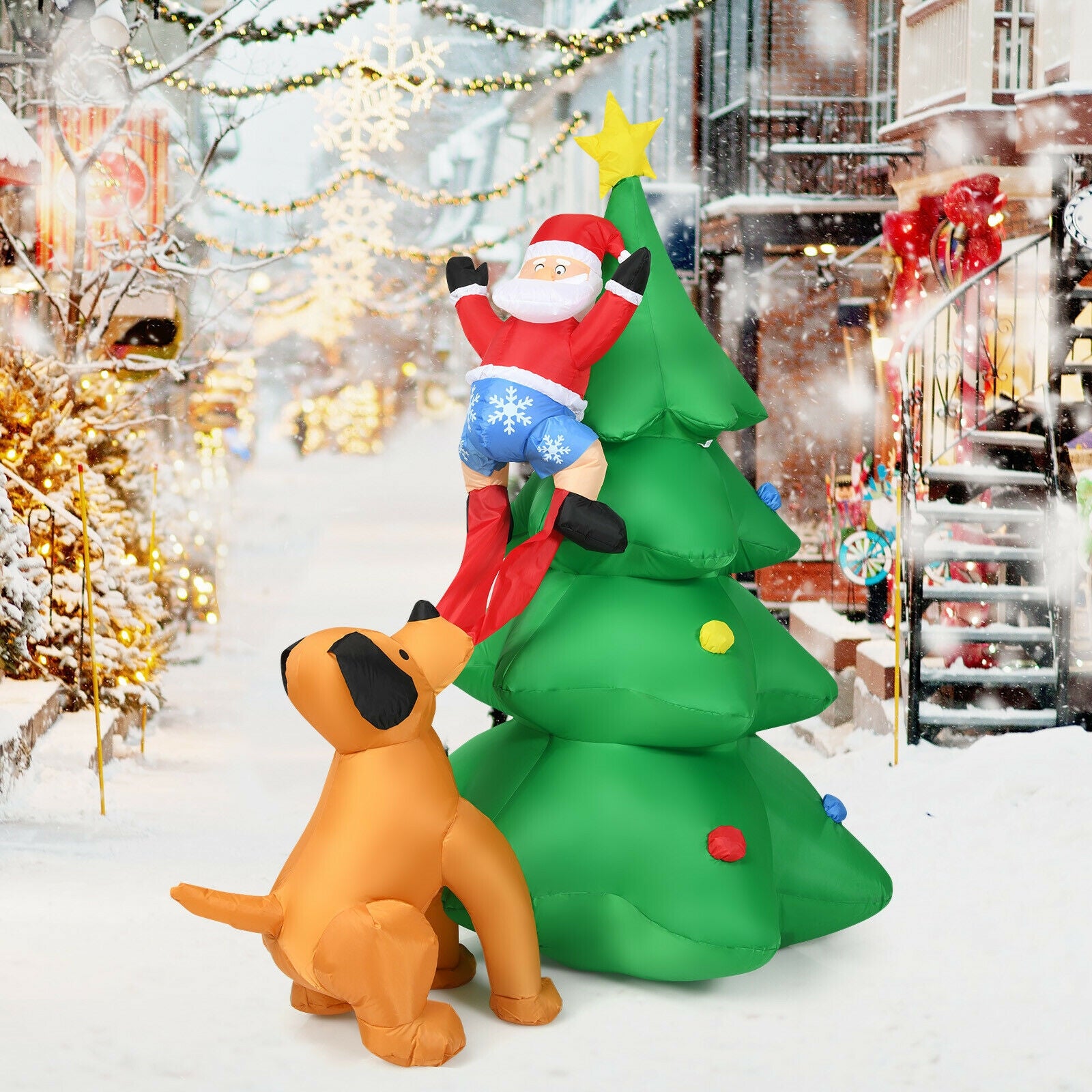 6.5 Feet Inflatable Christmas Tree Santa LED, Green Christmas Inflatables at Gallery Canada