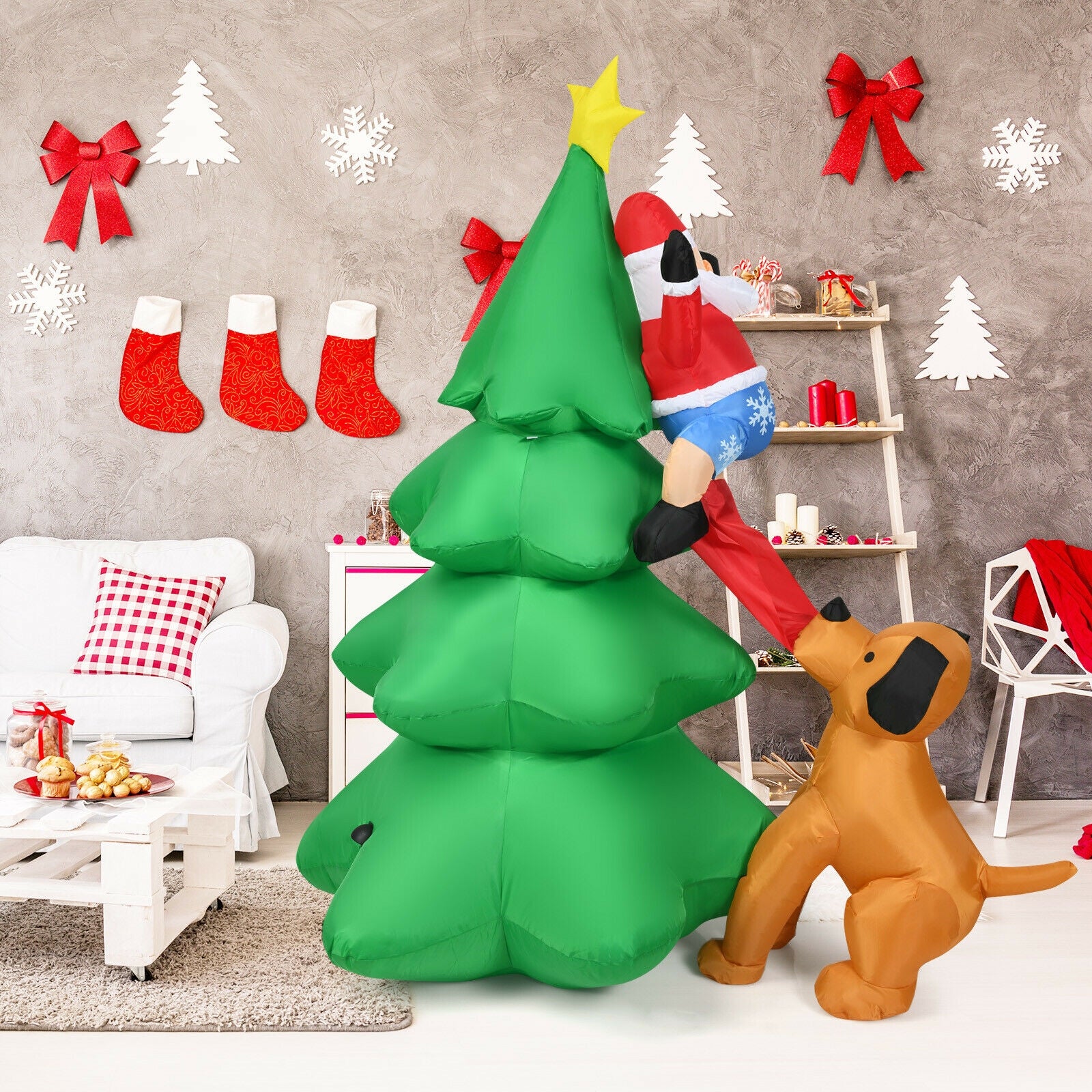 6.5 Feet Inflatable Christmas Tree Santa LED, Green Christmas Inflatables at Gallery Canada