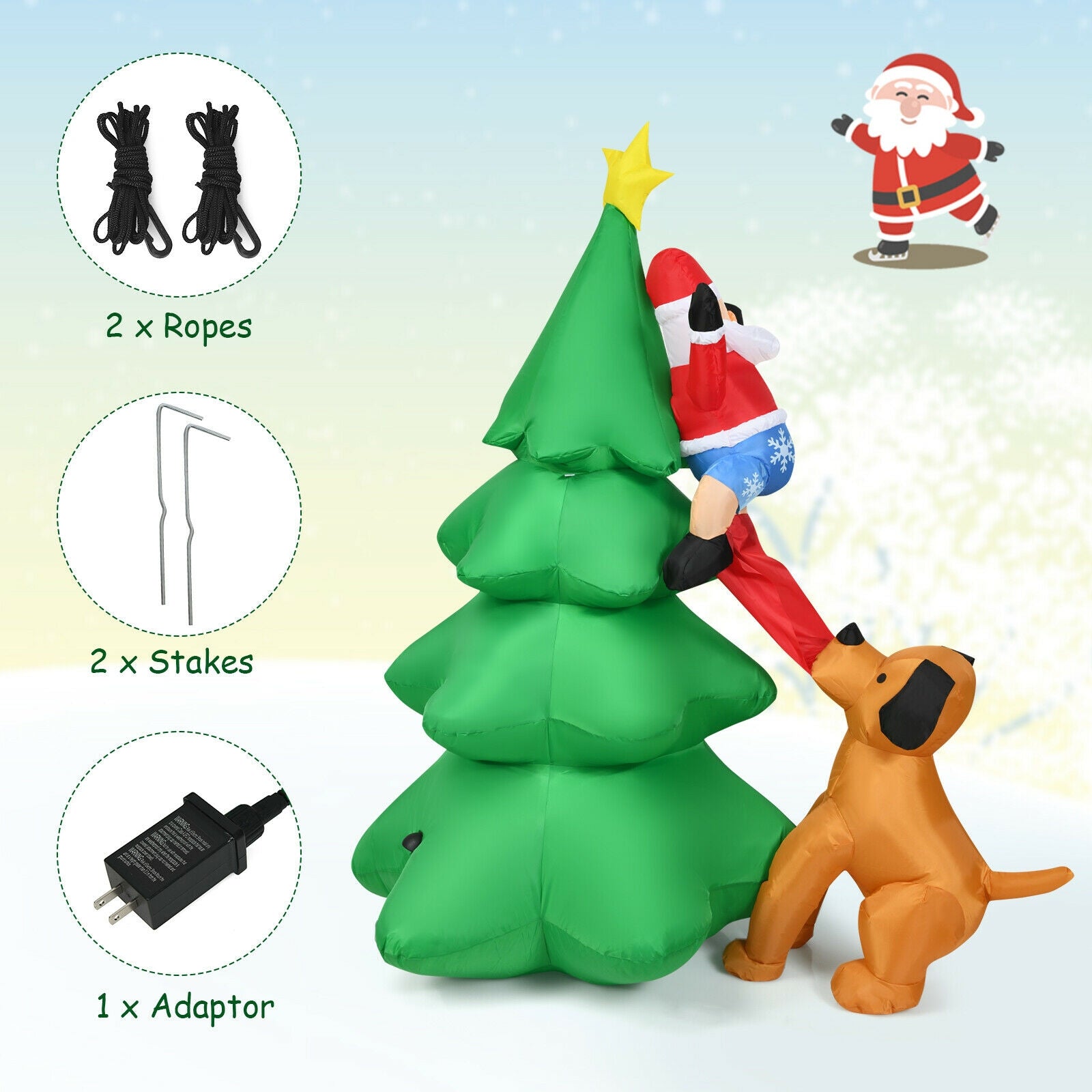 6.5 Feet Inflatable Christmas Tree Santa LED, Green Christmas Inflatables at Gallery Canada