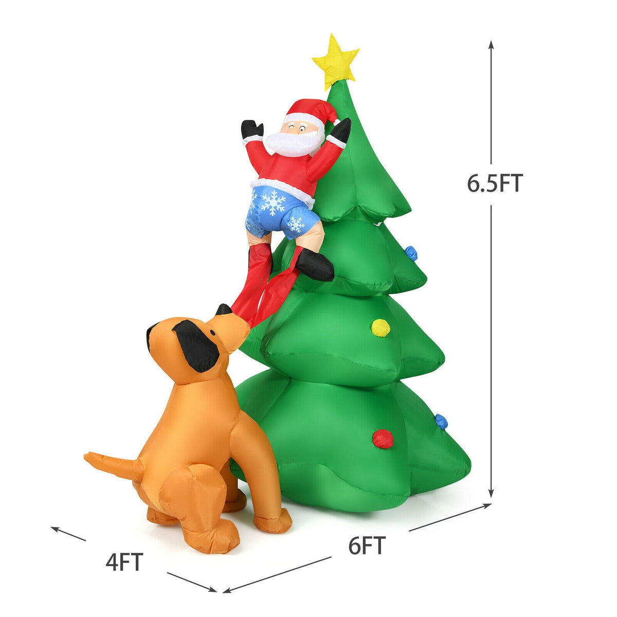6.5 Feet Inflatable Christmas Tree Santa LED, Green Christmas Inflatables at Gallery Canada
