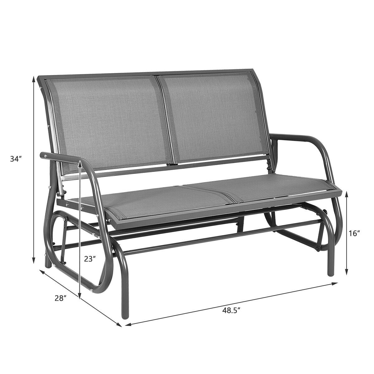 Swing Glider Chair, 48 Inch Loveseat, Gray Patio Rocking Chairs & Gliders at Gallery Canada