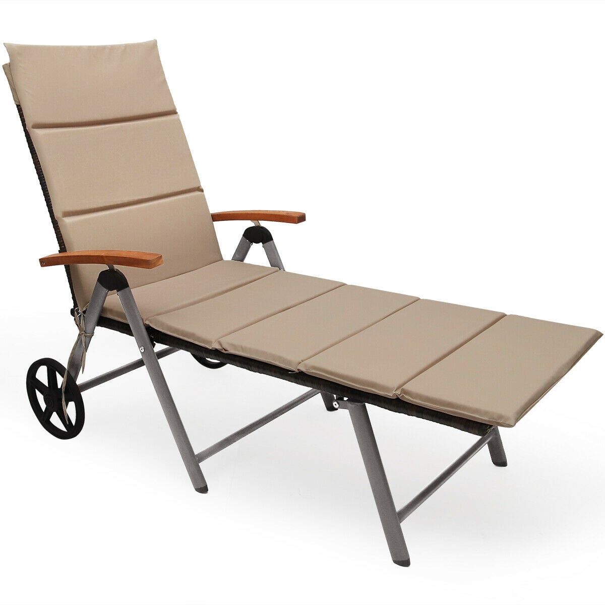 Outdoor Chaise Lounge Chair, Rattan Recliner, Brown Outdoor Chaise Lounges at Gallery Canada