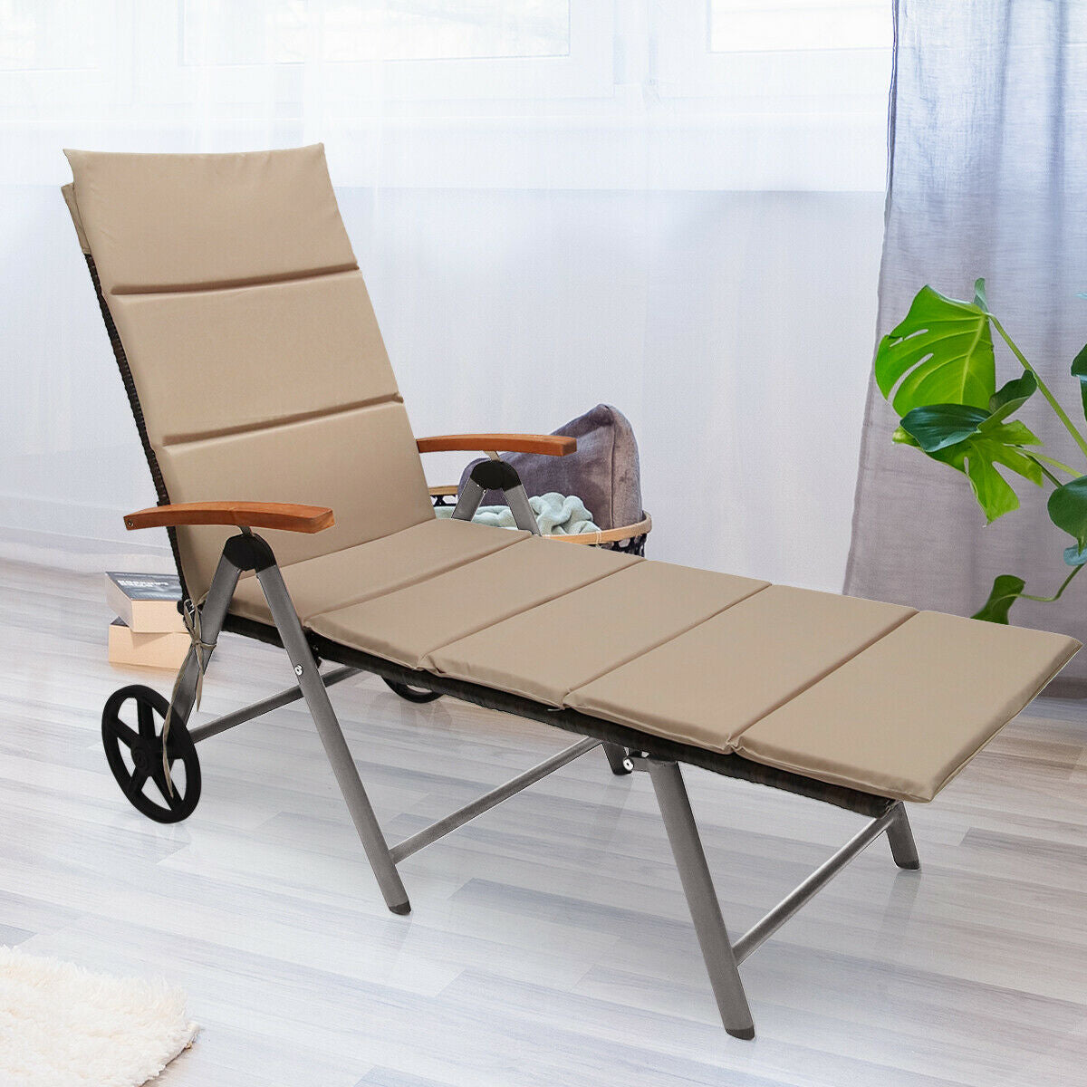 Outdoor Chaise Lounge Chair, Rattan Recliner, Brown Outdoor Chaise Lounges at Gallery Canada