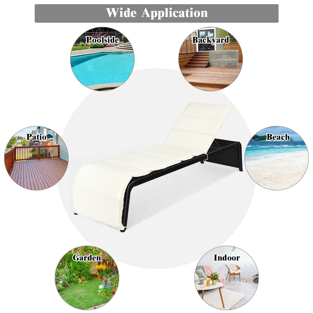 Adjustable Rattan Lounge Chair, With Cushions, White Outdoor Chaise Lounges at Gallery Canada