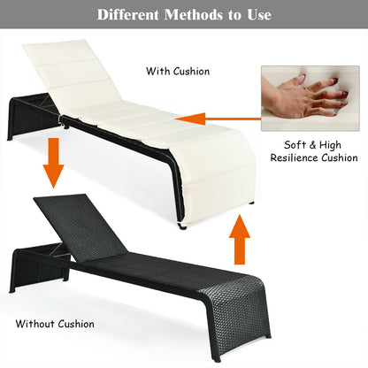 Adjustable Rattan Lounge Chair, With Cushions, White Outdoor Chaise Lounges at Gallery Canada