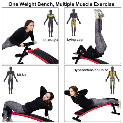Folding Weight Bench, Adjustable Sit-Up Board, Red Benches Racks & Bars at Gallery Canada
