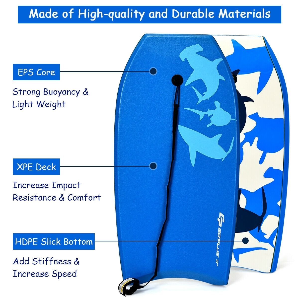 Lightweight Super Bodyboard Surfing with EPS Core Boarding-S, Blue Surfing at Gallery Canada