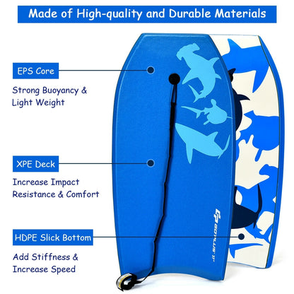 Lightweight Super Bodyboard Surfing with EPS Core Boarding-S, Blue Surfing at Gallery Canada