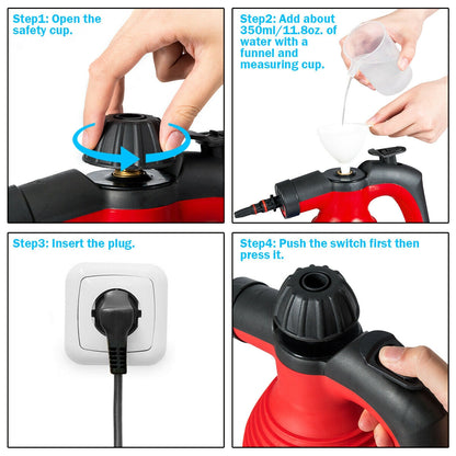 1050W Handheld Pressurized Steam Cleaner, Red Vacuums & Cleaners at Gallery Canada