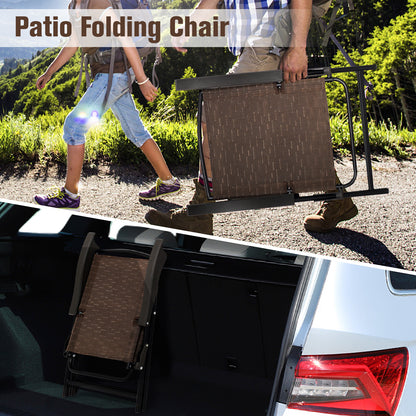 4 Folding Dining Chairs, Steel Armrests, Sling Back, Brown Patio Dining Chairs at Gallery Canada