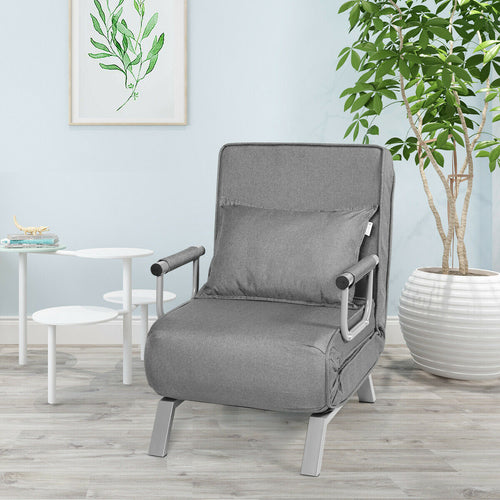 Folding 6 Position Sleeper Bed Armchair, Gray