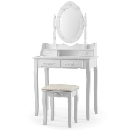 Makeup Vanity Dressing Table Set With Dimmable Bulbs, White Makeup Vanities at Gallery Canada