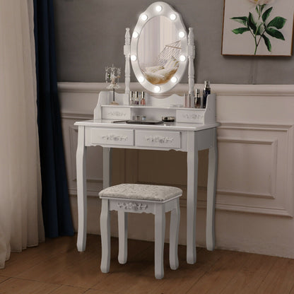 Makeup Vanity Dressing Table Set With Dimmable Bulbs, White Makeup Vanities at Gallery Canada