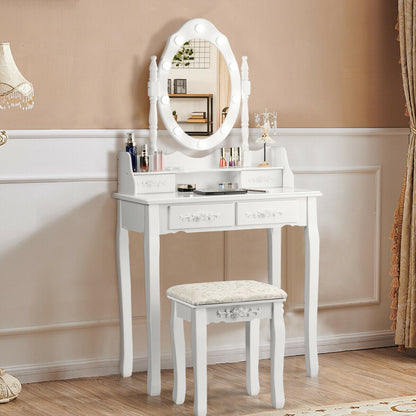 Makeup Vanity Dressing Table Set With Dimmable Bulbs, White Makeup Vanities at Gallery Canada