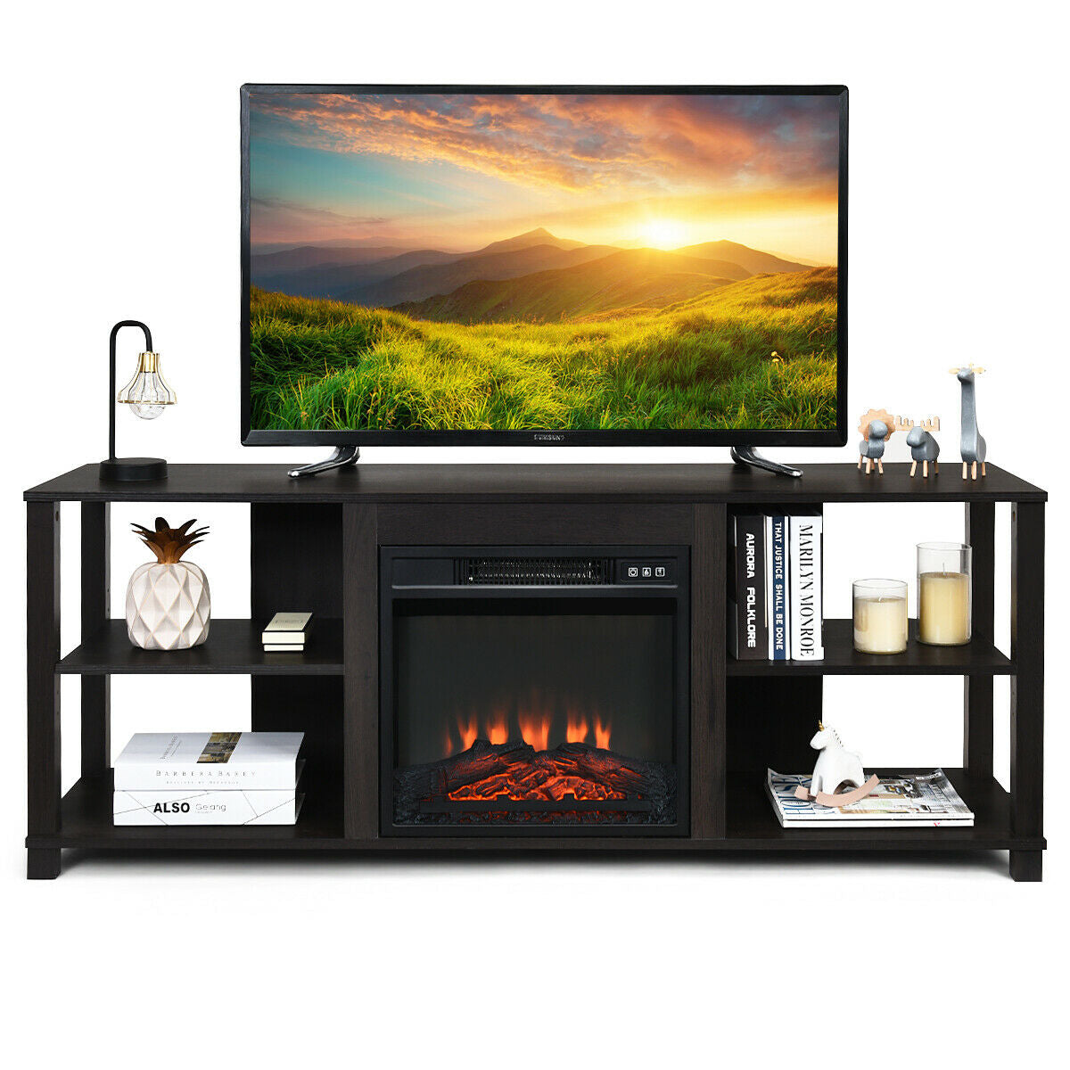 2-Tier TV Cabinet Console, Adjustable Shelves, Black Entertainment Centers & TV Stands at Gallery Canada