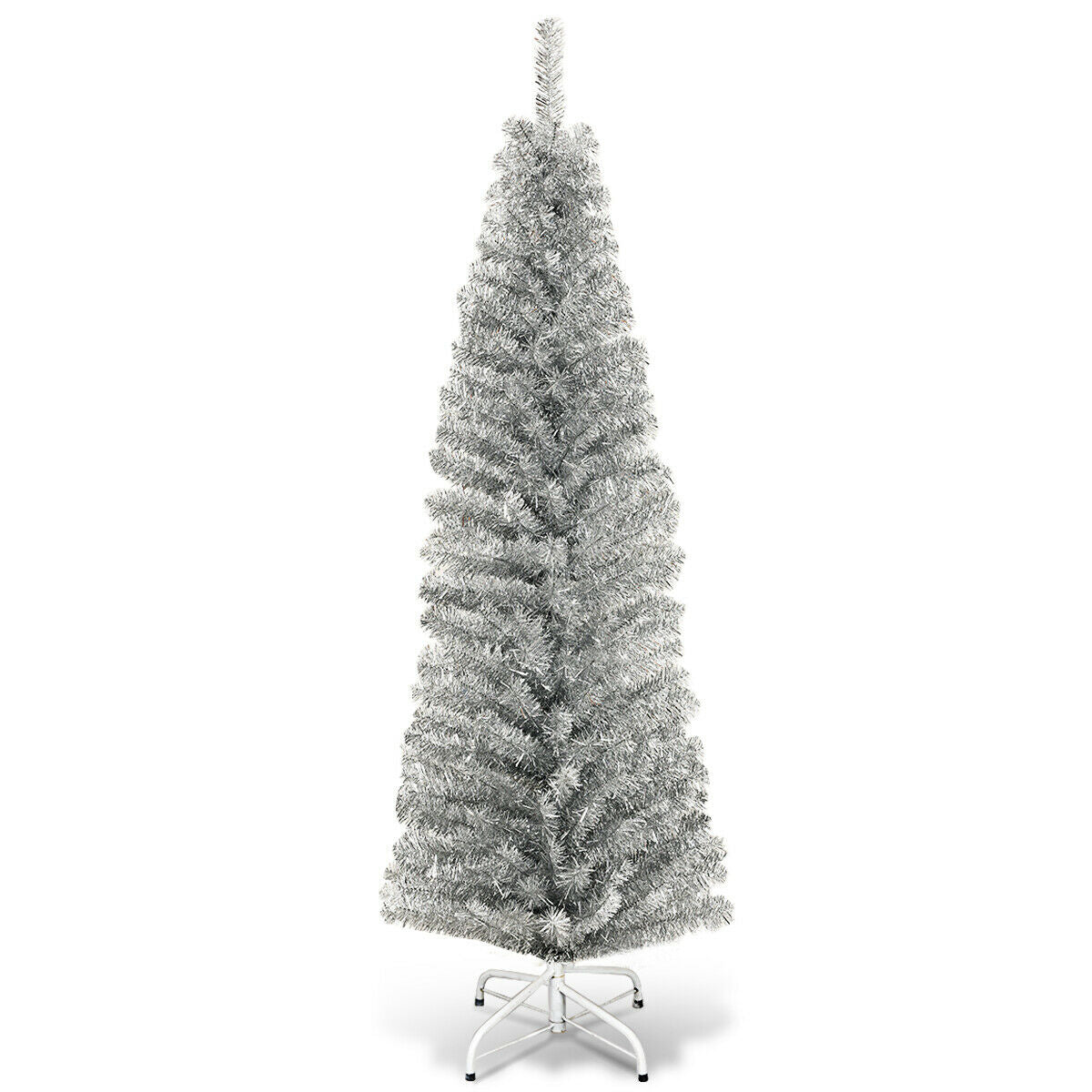6 Feet Slim Pencil Christmas Tree, 520 Tips, Metal Stand, Silver Christmas Tree at Gallery Canada