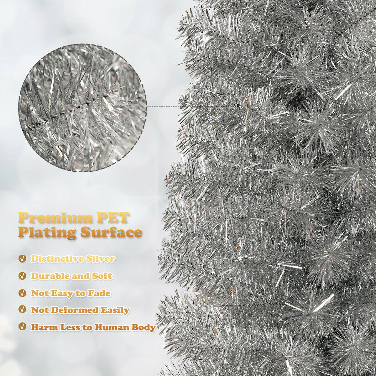 6 Feet Slim Pencil Christmas Tree, 520 Tips, Metal Stand, Silver Christmas Tree at Gallery Canada