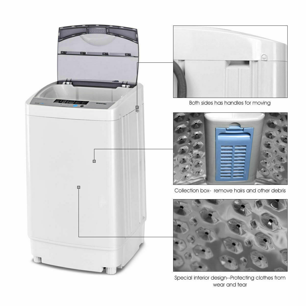 12 lbs Full-Automatic Washing Machine, 10 Wash Programs, Gray Washing Machines at Gallery Canada