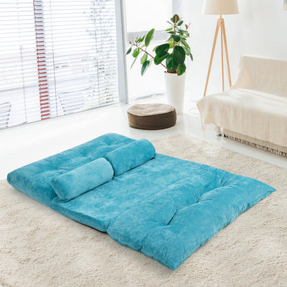 6-Position Adjustable Sleeper Lounge Couch with 2 Pillows, Blue Floor Chairs at Gallery Canada